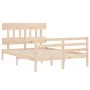 Bed frame with solid wood headboard 140x190 cm by , Beds and slatted bases - Ref: Foro24-3195136, Price: 117,50 €, Discount: %
