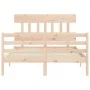 Bed frame with solid wood headboard 140x190 cm by , Beds and slatted bases - Ref: Foro24-3195136, Price: 117,50 €, Discount: %