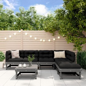 Garden furniture set 7 pieces solid gray pine wood by , Garden sets - Ref: Foro24-3186405, Price: 402,91 €, Discount: %