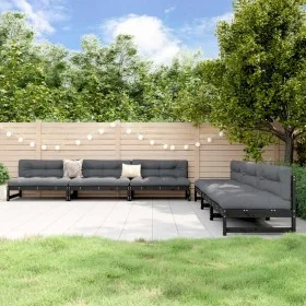 Gartenmöbel-Set 6-teilig aus massivem schwarzem Kiefernholz von , Gartensets - Ref: Foro24-3186610, Preis: 618,32 €, Rabatt: %