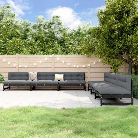 Garden furniture set 6 pieces solid black pine wood by , Garden sets - Ref: Foro24-3186610, Price: 617,95 €, Discount: %