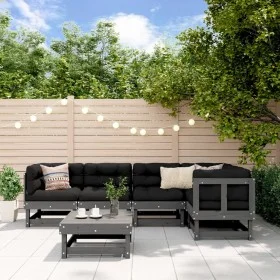 Gartentisch und hohe Hocker, 6 Stück, massives graues Kiefernholz von , Gartensets - Ref: Foro24-3186447, Preis: 354,45 €, Ra...