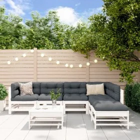 Gartenmöbel-Set 7-teilig aus massivem weißem Kiefernholz von , Gartensets - Ref: Foro24-3186439, Preis: 442,38 €, Rabatt: %