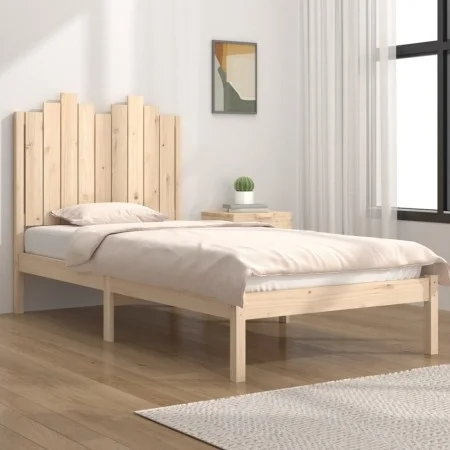 Solid pine wood bed frame 75x190 cm by , Beds and slatted bases - Ref: Foro24-3103738, Price: 94,13 €, Discount: %