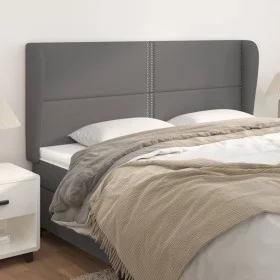Headboard with ears gray synthetic leather 203x23x118/128 cm by , Headboards and footboards - Ref: Foro24-3117928, Price: 109...