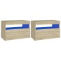 Bedside tables with LED lights 2 units Sonoma plywood 60x35x40 cm by vidaXL, Nightstands - Ref: Foro24-3082781, Price: 85,31 ...