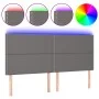 Headboard with LED lights gray synthetic leather 200x5x118/128 cm by , Headboards and footboards - Ref: Foro24-3122396, Price...
