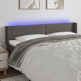 Headboard with LED gray synthetic leather 203x16x78/88 cm by , Headboards and footboards - Ref: Foro24-3123208, Price: 66,38 ...