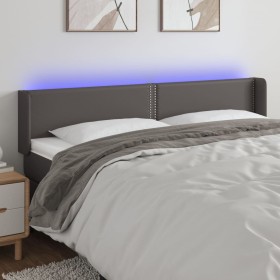 Kopfteil mit LED-grauem Kunstleder 203x16x78/88 cm von , Kopf- und Fußteile - Ref: Foro24-3123208, Preis: 67,46 €, Rabatt: %