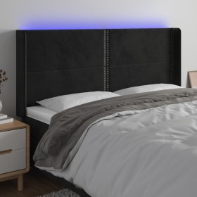Kopfteil aus schwarzem Samt mit LED 163x16x118/128 cm von , Kopf- und Fußteile - Ref: Foro24-3123964, Preis: 115,26 €, Rabatt: %