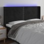 Cabecero con LED de terciopelo negro 163x16x118/128 cm de , Cabeceros y pies de cama - Ref: Foro24-3123964, Precio: 115,06 €,...