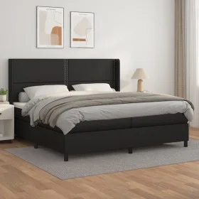 Box spring bed with black synthetic leather mattress 200x200 cm by , Beds and slatted bases - Ref: Foro24-3132459, Price: 695...
