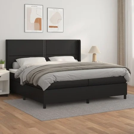 Box spring bed with black synthetic leather mattress 200x200 cm by , Beds and slatted bases - Ref: Foro24-3132459, Price: 695...