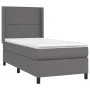 Box spring bed with gray synthetic leather mattress 100x200 cm by , Beds and slatted bases - Ref: Foro24-3132427, Price: 362,...