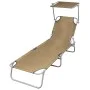 Klappbare Sonnenliege mit taupefarbener Stahlmarkise von vidaXL, Liegen - Ref: Foro24-44292, Preis: 63,28 €, Rabatt: %