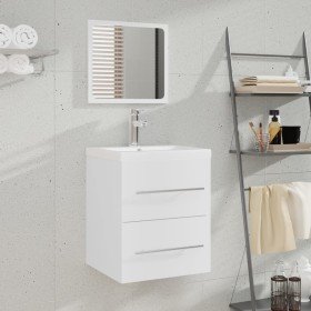 Mueble de baño con lavabo madera contrachapada blanco