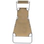 Folding sun lounger with taupe steel canopy by vidaXL, Loungers - Ref: Foro24-44292, Price: 64,55 €, Discount: %