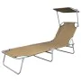 Klappbare Sonnenliege mit taupefarbener Stahlmarkise von vidaXL, Liegen - Ref: Foro24-44292, Preis: 63,28 €, Rabatt: %