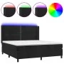 Box spring bed with mattress and LED black velvet 160x200 cm by , Beds and slatted bases - Ref: Foro24-3139513, Price: 541,20...