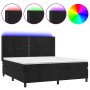 Boxspringbett mit Matratze und LED-Samt in Schwarz, 160 x 200 cm von , Betten und Lattenroste - Ref: Foro24-3139513, Preis: 5...
