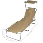 Klappbare Sonnenliege mit taupefarbener Stahlmarkise von vidaXL, Liegen - Ref: Foro24-44292, Preis: 63,28 €, Rabatt: %
