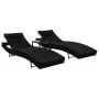 2 synthetic rattan sun loungers with black textilene table by vidaXL, Loungers - Ref: Foro24-44893, Price: 264,45 €, Discount: %