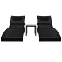 2 synthetic rattan sun loungers with black textilene table by vidaXL, Loungers - Ref: Foro24-44893, Price: 267,48 €, Discount: %