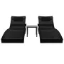 2 synthetic rattan sun loungers with black textilene table by vidaXL, Loungers - Ref: Foro24-44893, Price: 264,45 €, Discount: %
