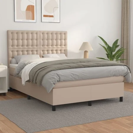Boxspringbett mit Cappuccino-Kunstledermatratze 140x190cm von , Betten und Lattenroste - Ref: Foro24-3142844, Preis: 513,03 €...