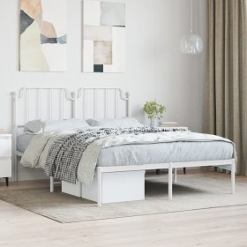 Metallbettgestell mit weißem Kopfteil 140x190 cm von , Betten und Lattenroste - Ref: Foro24-373936, Preis: 83,70 €, Rabatt: %