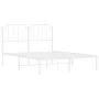 Metal bed frame with white headboard 140x190 cm by , Beds and slatted bases - Ref: Foro24-373936, Price: 82,64 €, Discount: %