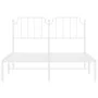 Metal bed frame with white headboard 140x190 cm by , Beds and slatted bases - Ref: Foro24-373936, Price: 82,64 €, Discount: %