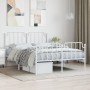 Estructura cama metal con cabecero y estribo blanco 140x200 cm de , Camas y somieres - Ref: Foro24-373955, Precio: 98,82 €, D...