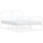 Bettgestell aus Metall mit Kopfteil und weißem Fußteil 140x200 cm von , Betten und Lattenroste - Ref: Foro24-373955, Preis: 9...