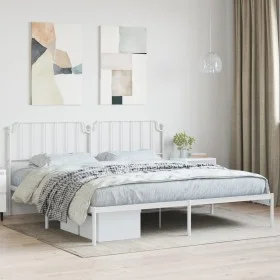 White metal bed frame with headboard 200x200 cm by , Beds and slatted bases - Ref: Foro24-373943, Price: 101,85 €, Discount: %