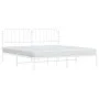 White metal bed frame with headboard 200x200 cm by , Beds and slatted bases - Ref: Foro24-373943, Price: 101,85 €, Discount: %