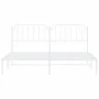 White metal bed frame with headboard 200x200 cm by , Beds and slatted bases - Ref: Foro24-373943, Price: 101,85 €, Discount: %