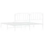 White metal bed frame with headboard 200x200 cm by , Beds and slatted bases - Ref: Foro24-373943, Price: 101,85 €, Discount: %