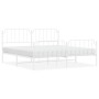 Metal bed frame with headboard and footboard white 193x203 cm by , Beds and slatted bases - Ref: Foro24-373960, Price: 121,77...