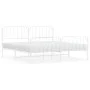 Metal bed frame with headboard and footboard white 193x203 cm by , Beds and slatted bases - Ref: Foro24-373960, Price: 119,92...
