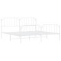 Metal bed frame with headboard and footboard white 193x203 cm by , Beds and slatted bases - Ref: Foro24-373960, Price: 121,77...