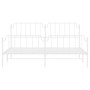 Metal bed frame with headboard and footboard white 193x203 cm by , Beds and slatted bases - Ref: Foro24-373960, Price: 121,77...