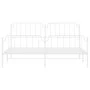 Metal bed frame with headboard and footboard white 193x203 cm by , Beds and slatted bases - Ref: Foro24-373960, Price: 119,92...