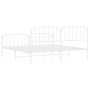 Metal bed frame with headboard and footboard white 193x203 cm by , Beds and slatted bases - Ref: Foro24-373960, Price: 121,77...