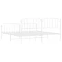 Metal bed frame with headboard and footboard white 193x203 cm by , Beds and slatted bases - Ref: Foro24-373960, Price: 119,92...
