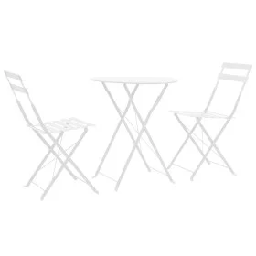 Garten Bistrotisch und Stühle 3 Stück weißer Stahl von vidaXL, Gartensets - Ref: Foro24-44357, Preis: 118,82 €, Rabatt: %