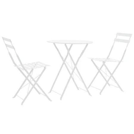 Garden bistro table and chairs set, 3 pieces, white steel by vidaXL, Garden sets - Ref: Foro24-44357, Price: 118,82 €, Discou...
