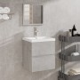 Armario de lavabo con lavamanos y espejo gris hormigón