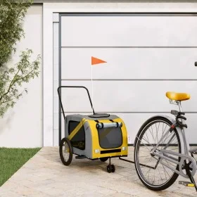 Pet Bicycle Trailer Iron Oxford Cloth Yellow Gray by , pet strollers - Ref: Foro24-93903, Price: 116,86 €, Discount: %
