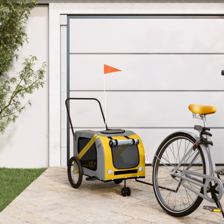Haustier-Fahrradanhänger, Eisen-Oxford-Stoff, gelb-grau von , Kinderwagen für Haustiere - Ref: Foro24-93903, Preis: 118,99 €,...